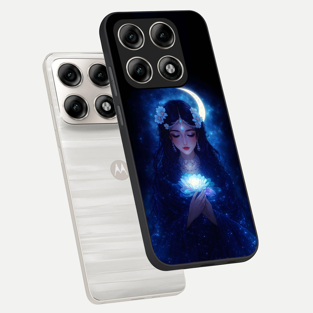  Mystic Moon Queen phone case For Moto Edge 70 Pro showing premium glass back cover with detailed artwork