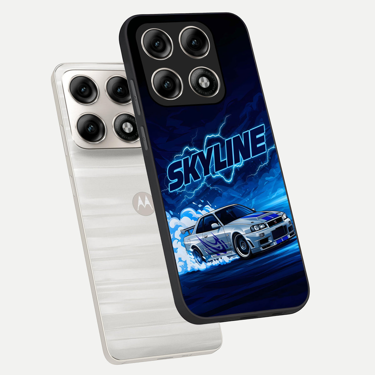  Neon Drift Beast phone case For Moto Edge 70 Pro showing premium glass back cover with detailed artwork