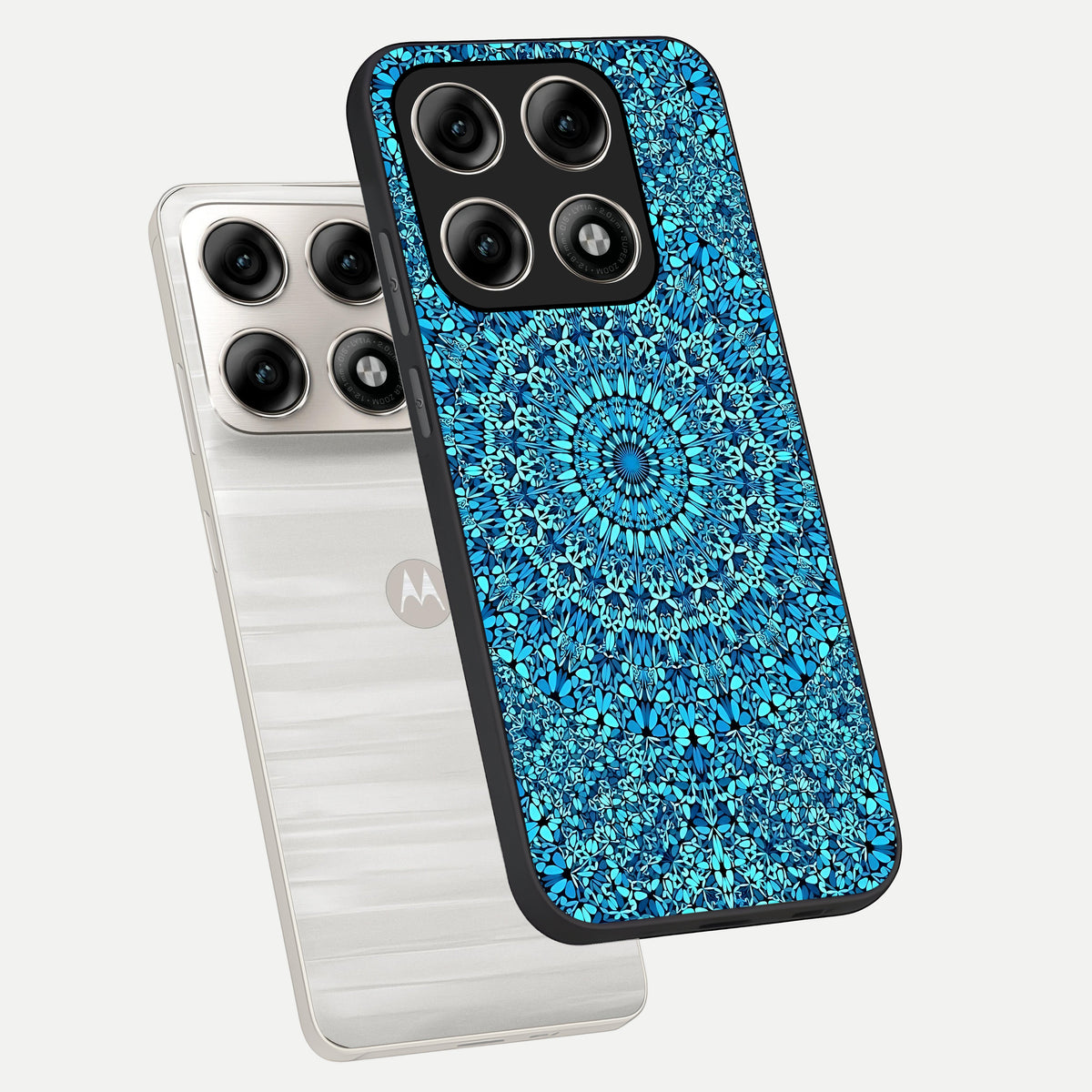  Ocean Bloom Mandala phone case For Moto Edge 70 Pro showing premium glass back cover with detailed artwork