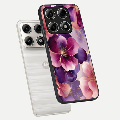  Pink Bouquet Florals phone case For Moto Edge 70 Pro showing premium glass back cover with detailed artwork