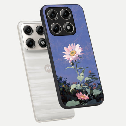 Pink Shells Outline phone case For Moto Edge 70 Pro showing premium glass back cover with detailed artwork