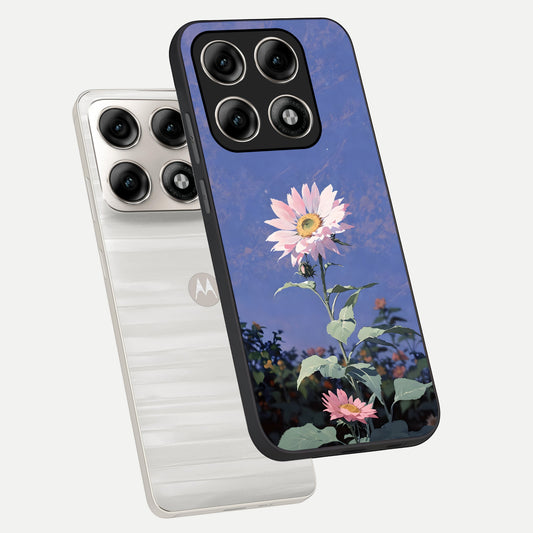  Pink Shells Outline phone case For Moto Edge 70 Pro showing premium glass back cover with detailed artwork