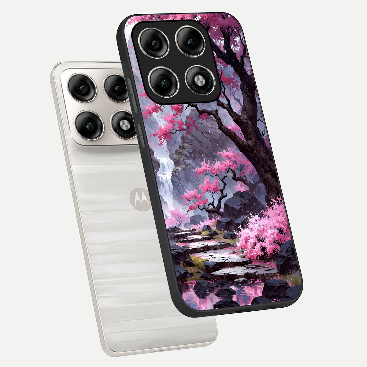  Pink Sunflower Glow phone case For Moto Edge 70 Pro showing premium glass back cover with detailed artwork