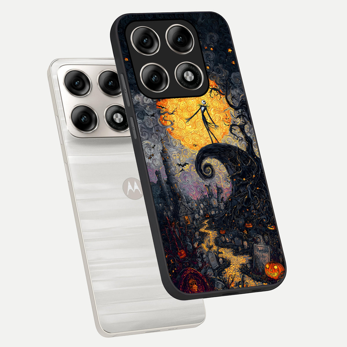  Pumpkin Moon Night phone case For Moto Edge 70 Pro showing premium glass back cover with detailed artwork