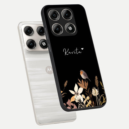  Quiet Garden Tune Custom Name phone case For Moto Edge 70 Pro showing premium glass back cover with detailed artwork