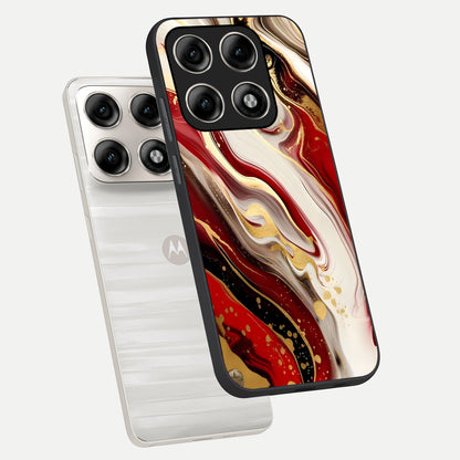  Red And White Marble phone case For Moto Edge 70 Pro showing premium glass back cover with detailed artwork