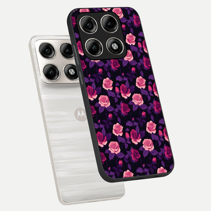  Rose Garden Twilight phone case For Moto Edge 70 Pro showing premium glass back cover with detailed artwork