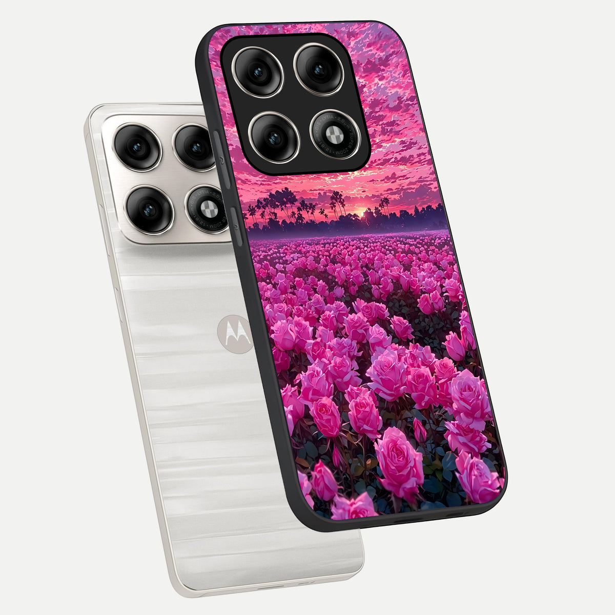  Rose Sunset Valley phone case For Moto Edge 70 Pro showing premium glass back cover with detailed artwork