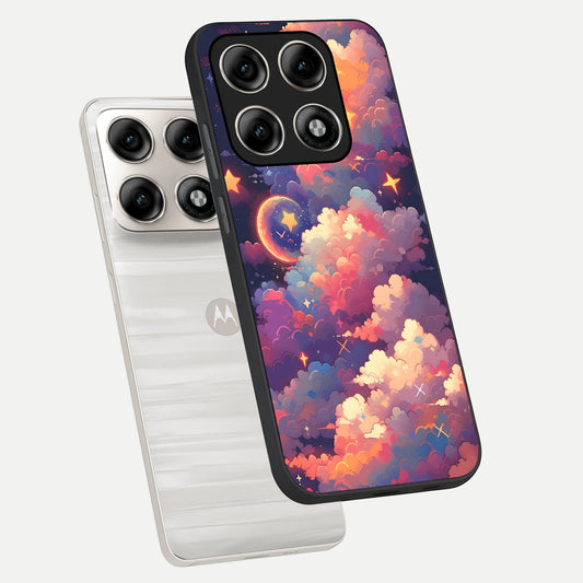  Starlit Dream Clouds phone case For Moto Edge 70 Pro showing premium glass back cover with detailed artwork