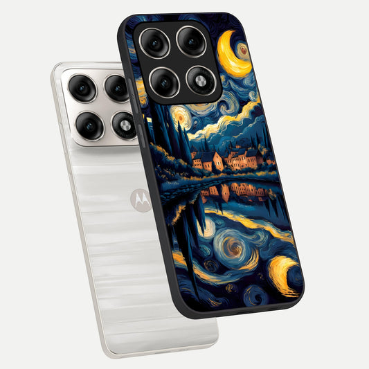  Starry Sky Serenity phone case For Moto Edge 70 Pro showing premium glass back cover with detailed artwork