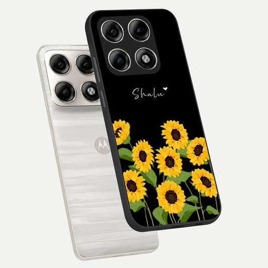  Sunflower Sky Bloom phone case For Moto Edge 70 Pro showing premium glass back cover with detailed artwork