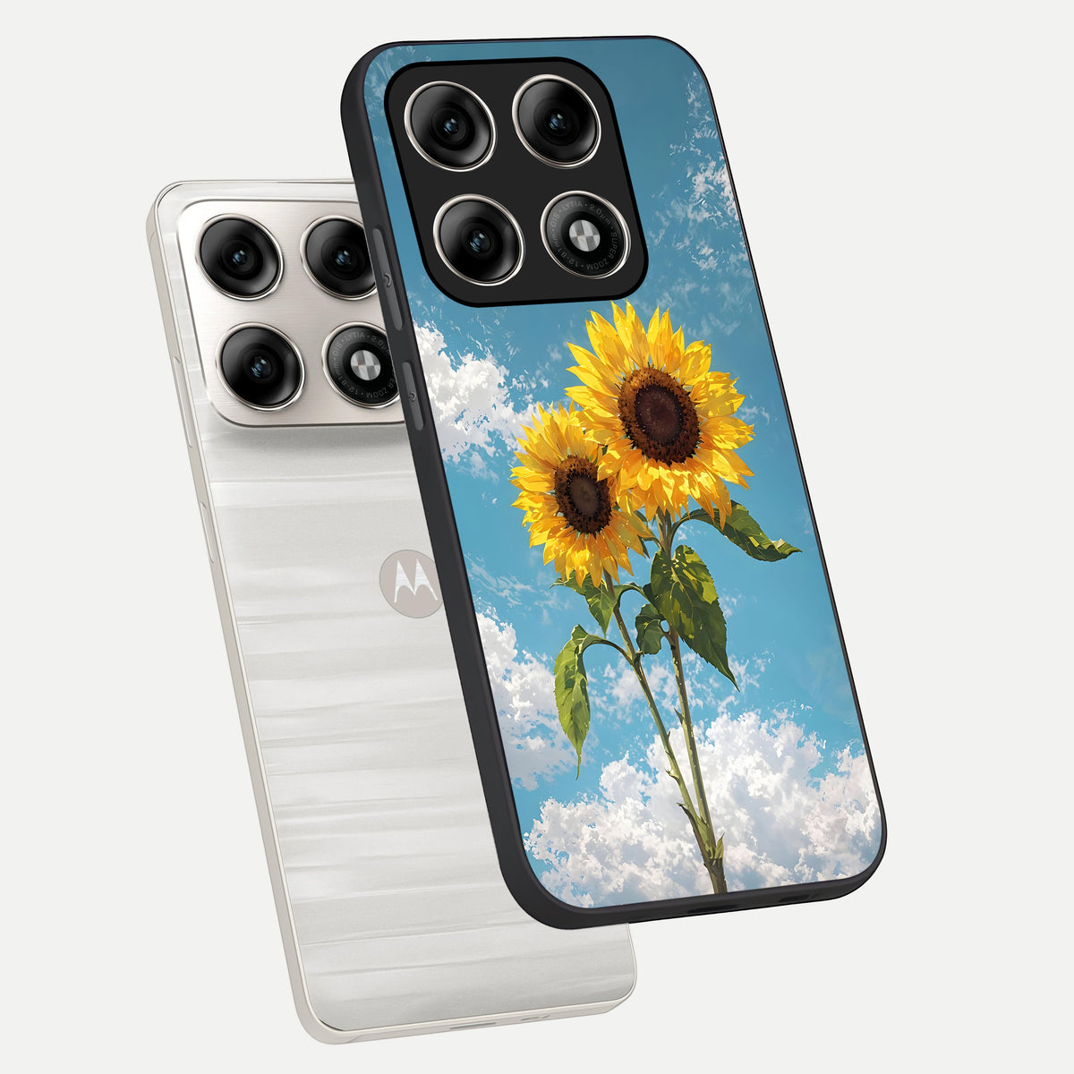  Sunlit Daisy Glow phone case For Moto Edge 70 Pro showing premium glass back cover with detailed artwork