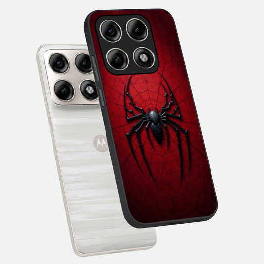  Superhero Web Emblem phone case For Moto Edge 70 Pro showing premium glass back cover with detailed artwork
