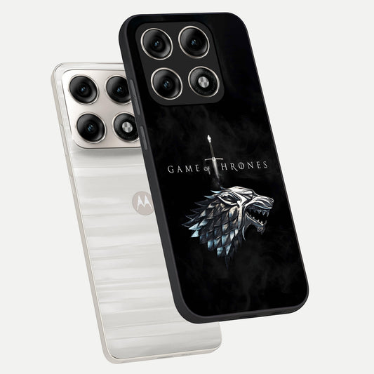  Throne Wolf Legacy phone case For Moto Edge 70 Pro showing premium glass back cover with detailed artwork