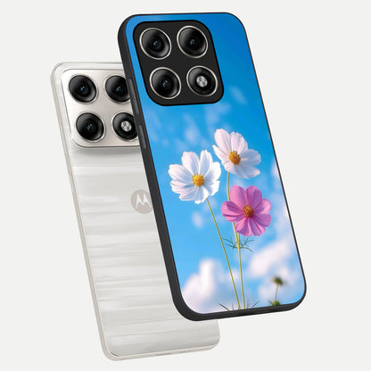  Tripple Flowers With Sky phone case For Moto Edge 70 Pro showing premium glass back cover with detailed artwork