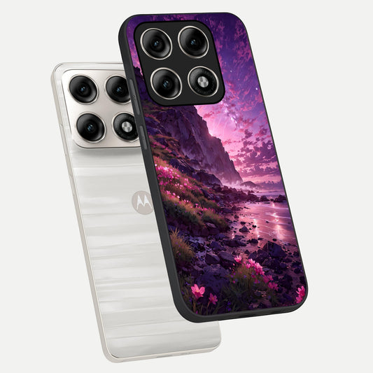  Twilight Blossom Coast phone case For Moto Edge 70 Pro showing premium glass back cover with detailed artwork