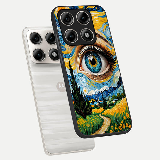  Van Gogh Eye phone case For Moto Edge 70 Pro showing premium glass back cover with detailed artwork