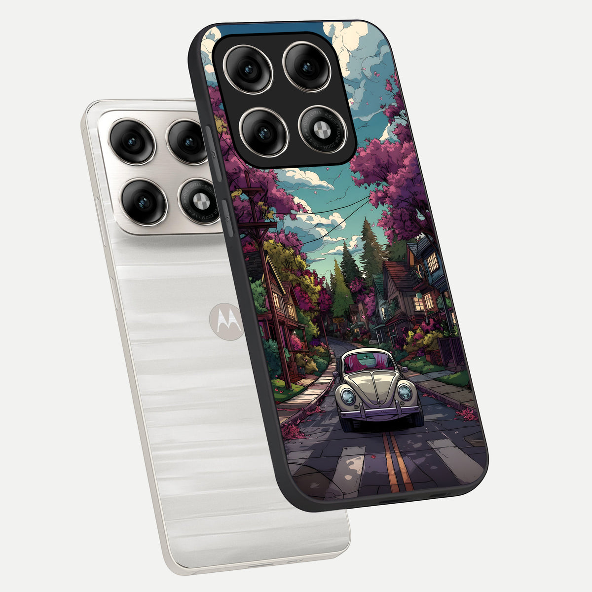  Vintage Street Drive phone case For Moto Edge 70 Pro showing premium glass back cover with detailed artwork