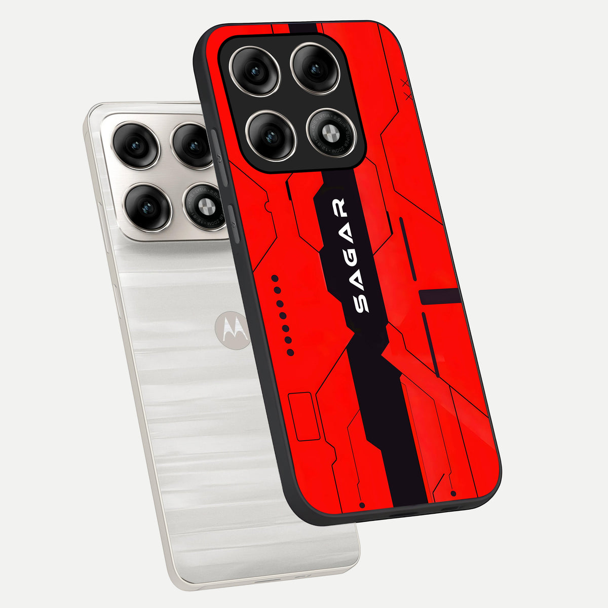  Voltage Rise CYBERPUNK Custom Name phone case For Moto Edge 70 Pro showing premium custom name glass back cover