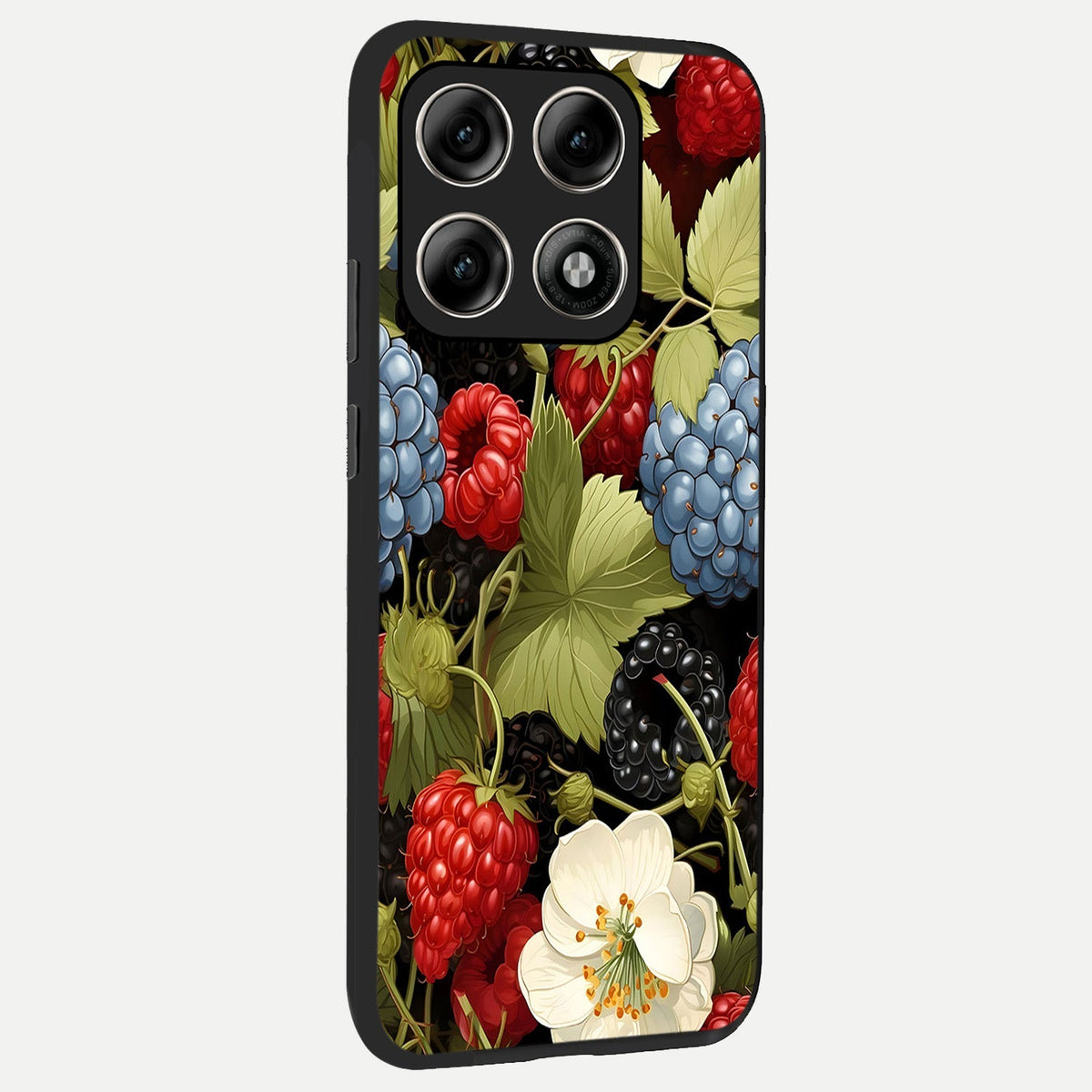  Berry Bloom Charm back cover For Moto Edge 70 Pro slim fit glass case with vibrant aesthetic design