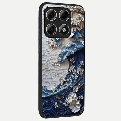  Blossom Wave Art back cover For Moto Edge 70 Pro slim fit glass case with vibrant aesthetic design