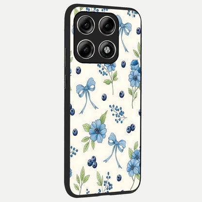 Blue Flower And Bow back cover For Moto Edge 70 Pro slim fit glass case with vibrant aesthetic design