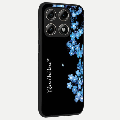  Blue Petal Dream Custom Name back cover For Moto Edge 70 Pro slim fit glass case with vibrant aesthetic design