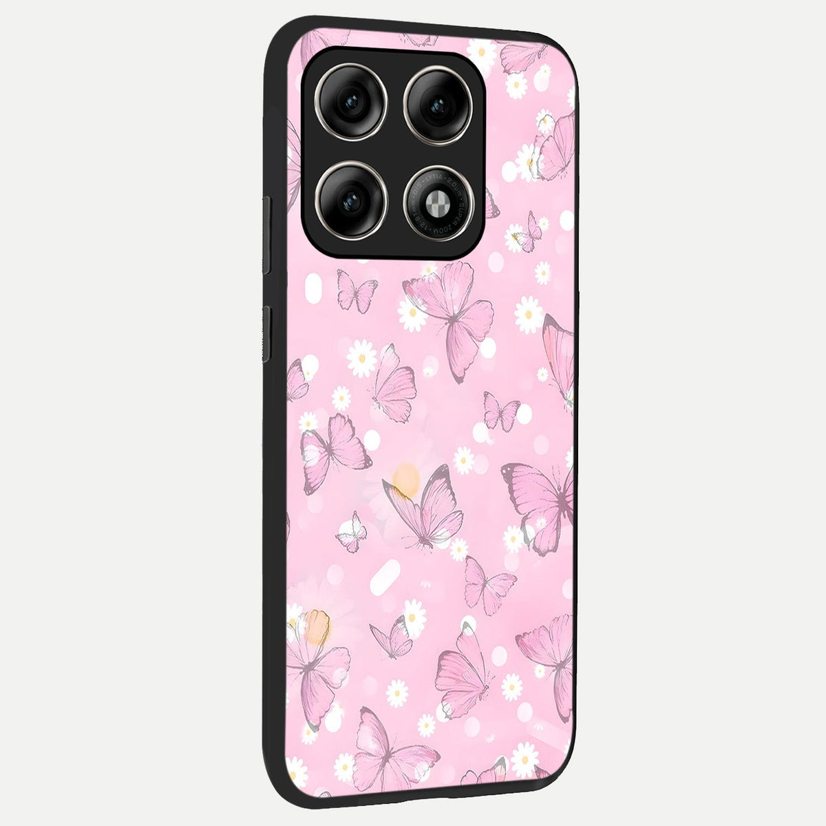  Blush Butterfly Garden back cover For Moto Edge 70 Pro slim fit glass case with vibrant aesthetic design