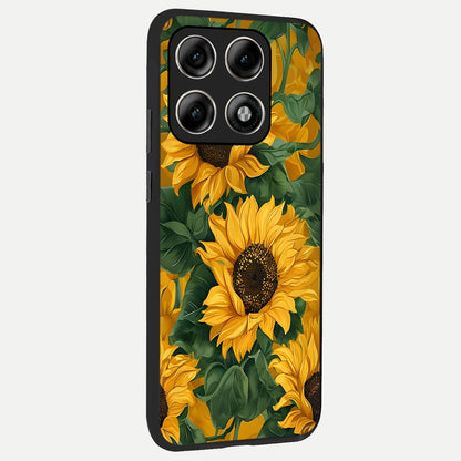  Bright Sunflower Bloom back cover For Moto Edge 70 Pro slim fit glass case with vibrant aesthetic design