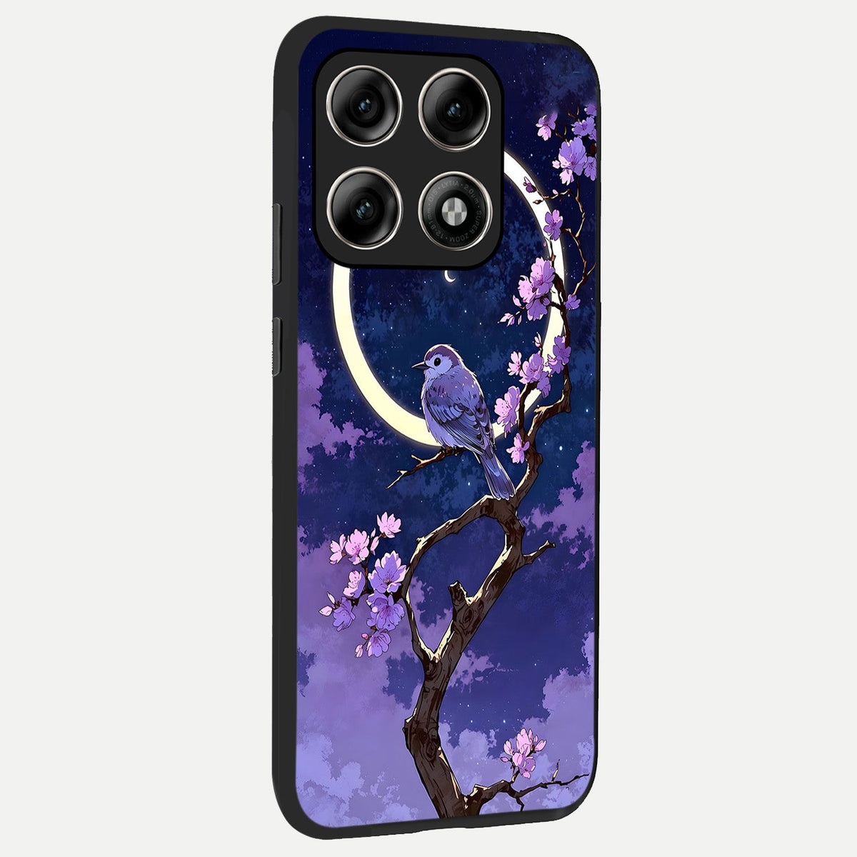  Celestial Bird Blossom back cover For Moto Edge 70 Pro slim fit glass case with vibrant aesthetic design