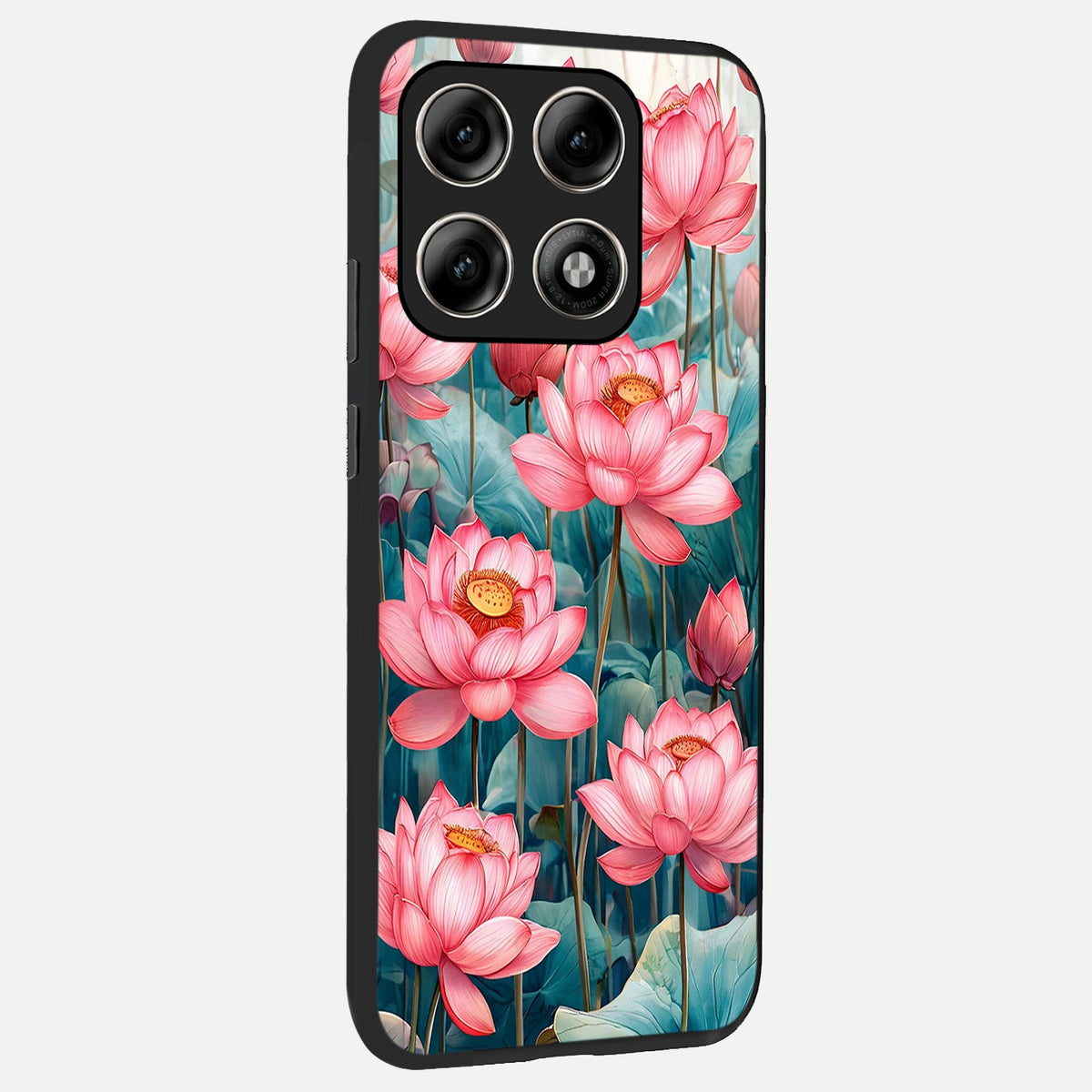 Celestial Pink Lotus back cover For Moto Edge 70 Pro slim fit glass case with vibrant aesthetic design