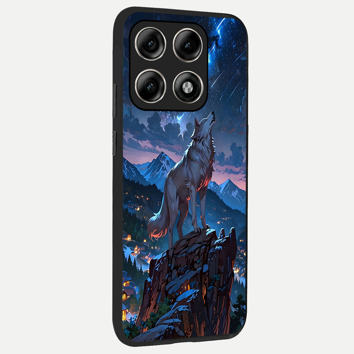  Celestial Wolf Howl back cover For Moto Edge 70 Pro slim fit glass case with vibrant aesthetic design