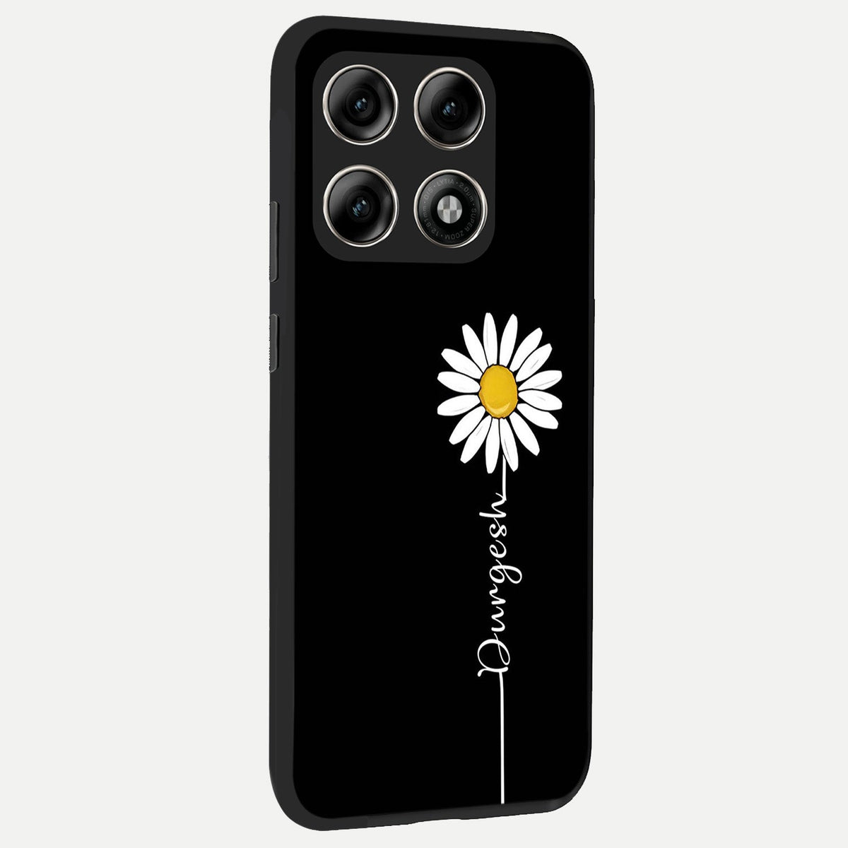 Custom Name White Flower back cover For Moto Edge 70 Pro slim fit glass case with vibrant aesthetic design