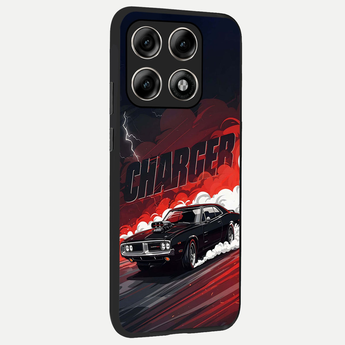  Dark Charger Fury back cover For Moto Edge 70 Pro slim fit glass case with vibrant aesthetic design
