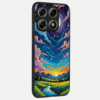  Dreamy Night Landscape back cover For Moto Edge 70 Pro slim fit glass case with vibrant aesthetic design