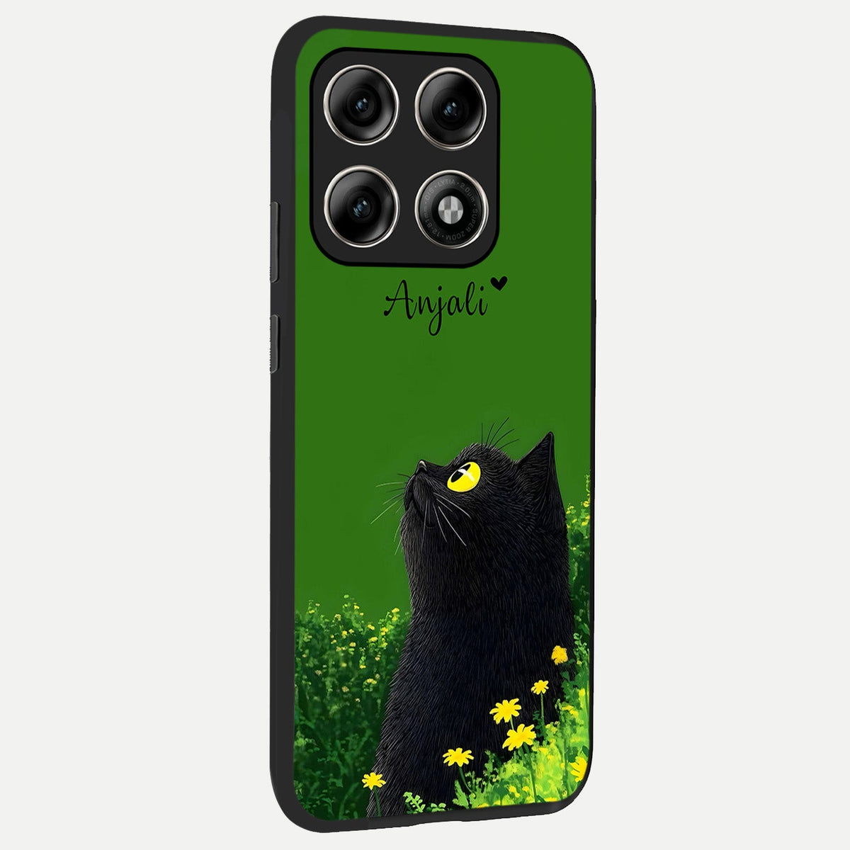 Emerald Cat Custom Name back cover For Moto Edge 70 Pro slim fit glass case with vibrant aesthetic design