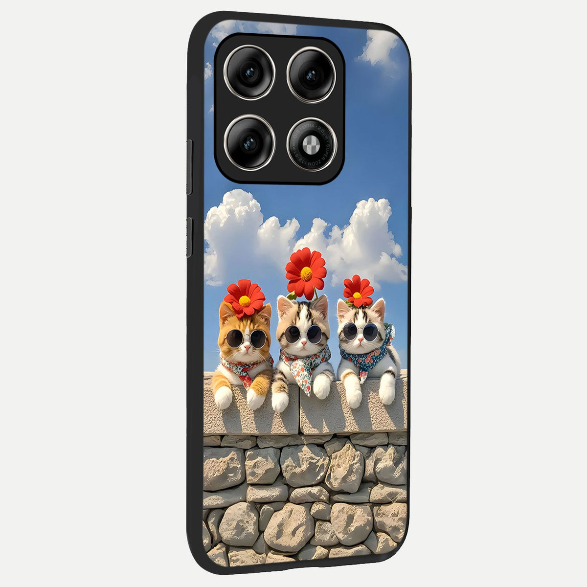  Floral Kitty Squad back cover For Moto Edge 70 Pro slim fit glass case with vibrant aesthetic design