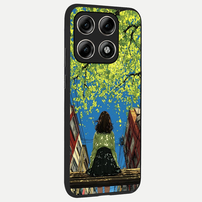  Golden Leaves Glow back cover For Moto Edge 70 Pro slim fit glass case with vibrant aesthetic design