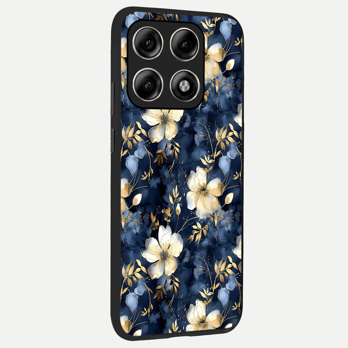  Golden Midnight Bloom back cover For Moto Edge 70 Pro slim fit glass case with vibrant aesthetic design