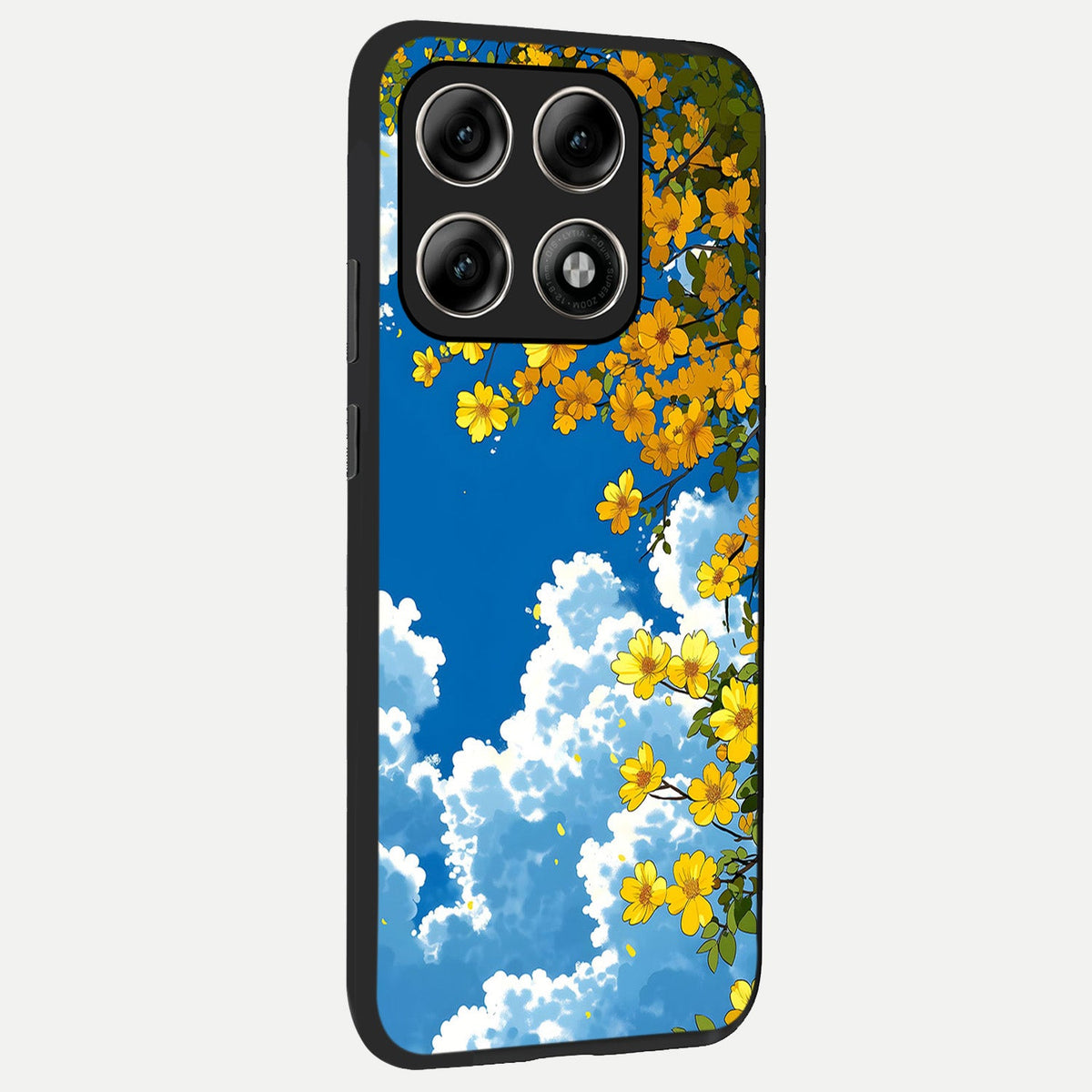  Golden Petal Sky back cover For Moto Edge 70 Pro slim fit glass case with vibrant aesthetic design