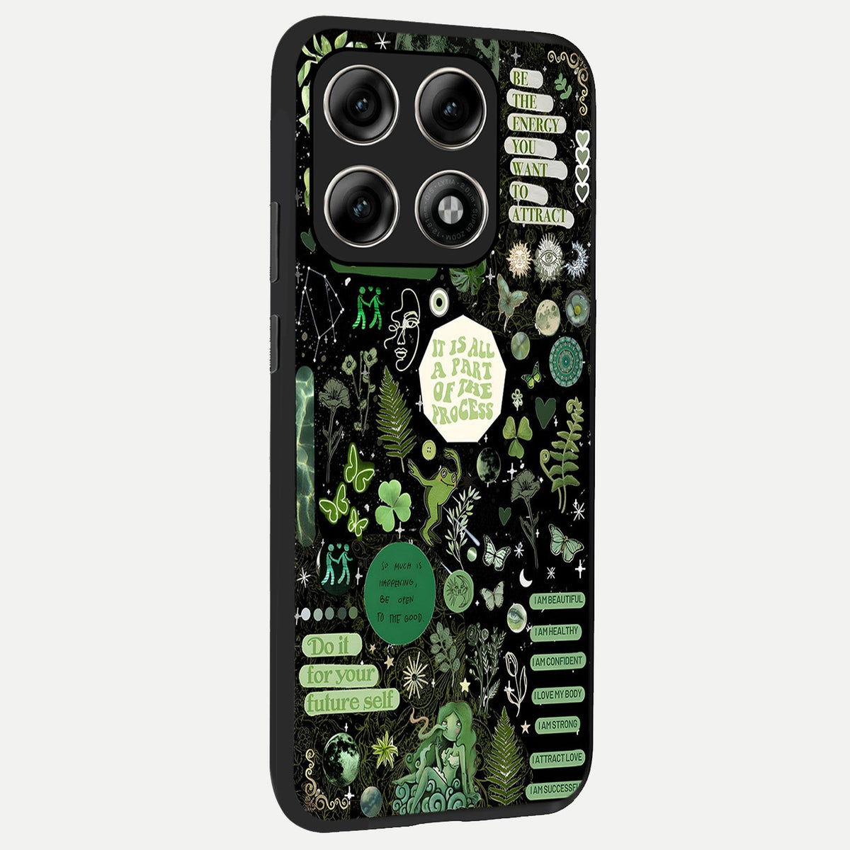  Green Mandala Pattern back cover For Moto Edge 70 Pro slim fit glass case with vibrant aesthetic design