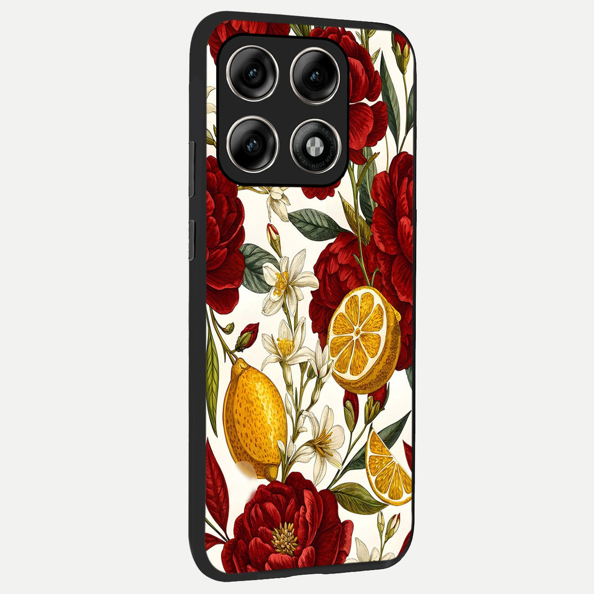  Lemon Rose Charm back cover For Moto Edge 70 Pro slim fit glass case with vibrant aesthetic design