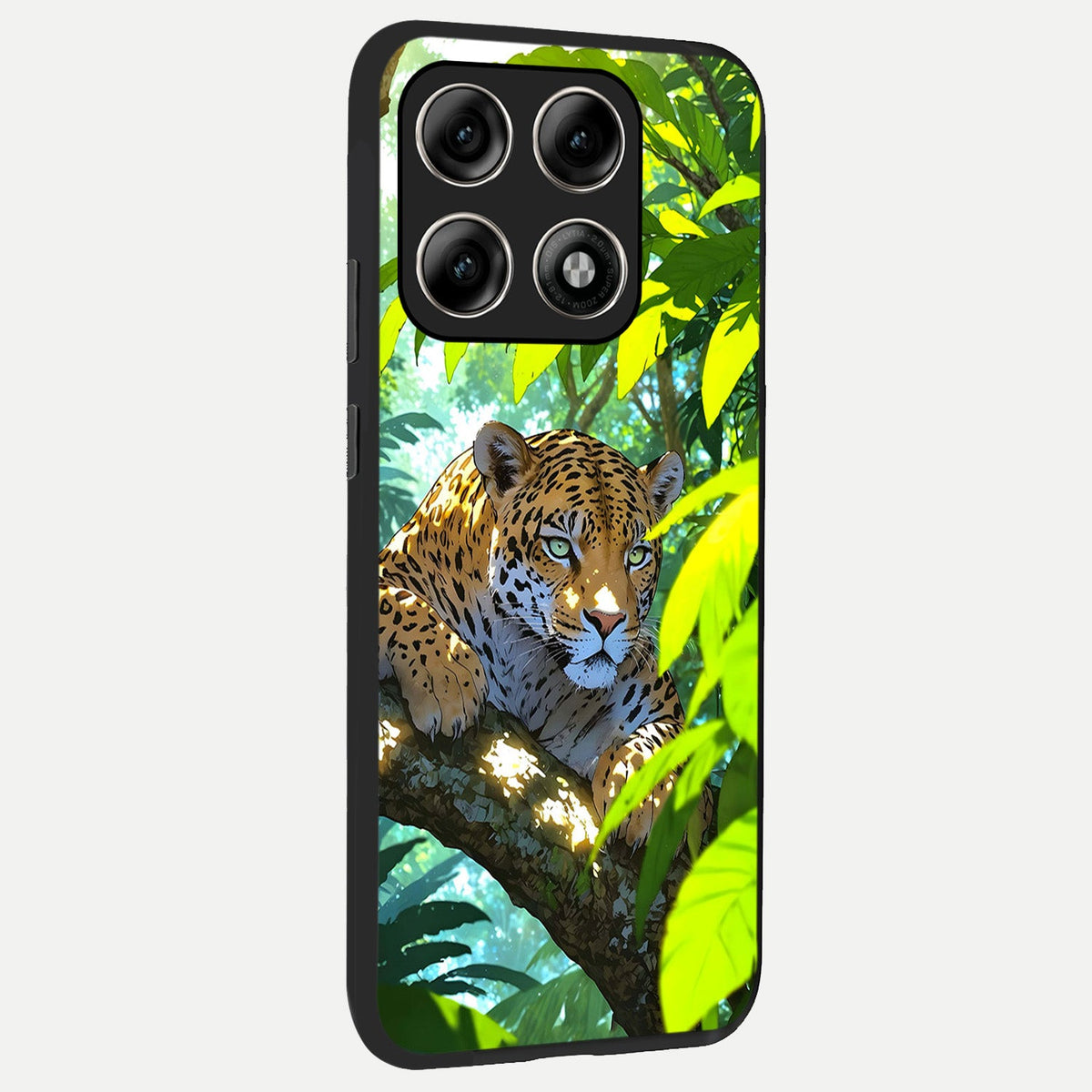  Leopard in Jungle back cover For Moto Edge 70 Pro slim fit glass case with vibrant aesthetic design