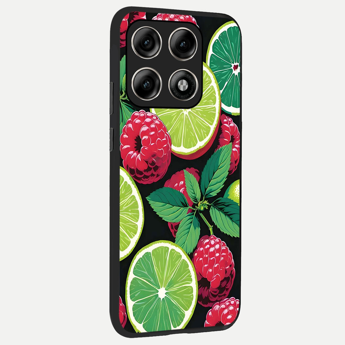  Lime and Raspberry Pattern back cover For Moto Edge 70 Pro slim fit glass case with vibrant aesthetic design