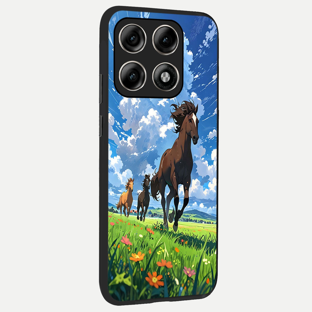  Majestic Horses Galloping back cover For Moto Edge 70 Pro slim fit glass case with vibrant aesthetic design