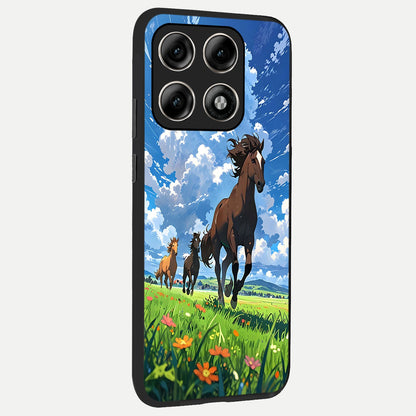  Majestic Horses Galloping back cover For Moto Edge 70 Pro slim fit glass case with vibrant aesthetic design