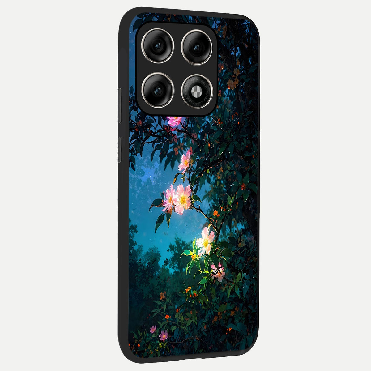  Midnight Bloom Glow back cover For Moto Edge 70 Pro slim fit glass case with vibrant aesthetic design