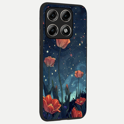  Midnight Tulip Glow back cover For Moto Edge 70 Pro slim fit glass case with vibrant aesthetic design