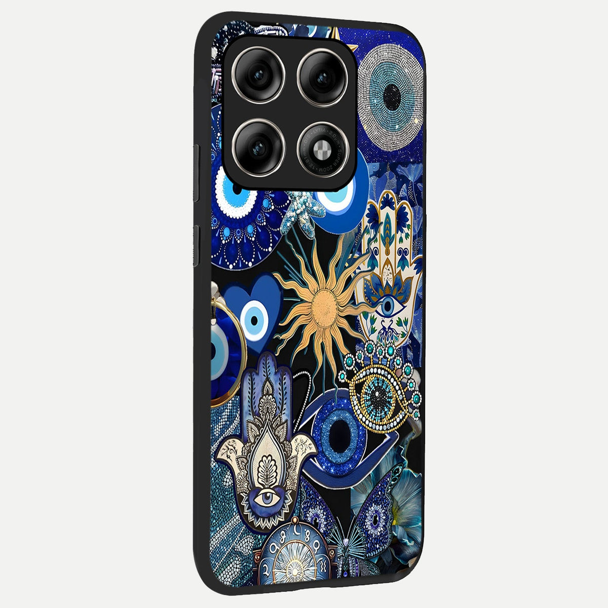  Mystic Blue Evil Eye back cover For Moto Edge 70 Pro slim fit glass case with vibrant aesthetic design