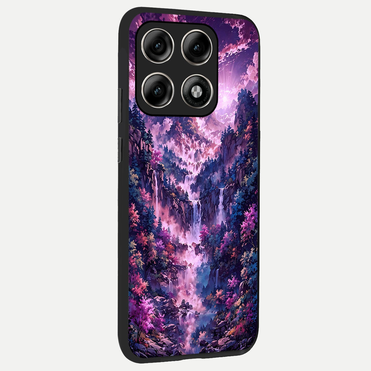  Mystic Cascade Peaks back cover For Moto Edge 70 Pro slim fit glass case with vibrant aesthetic design